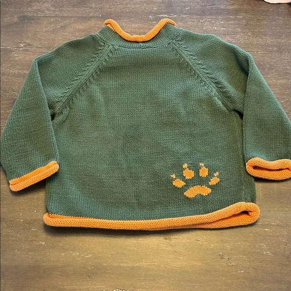 LL Bean Dark Green/ Orange Fox Cotton Long Sleeved Sweater - Picture 2 of 4